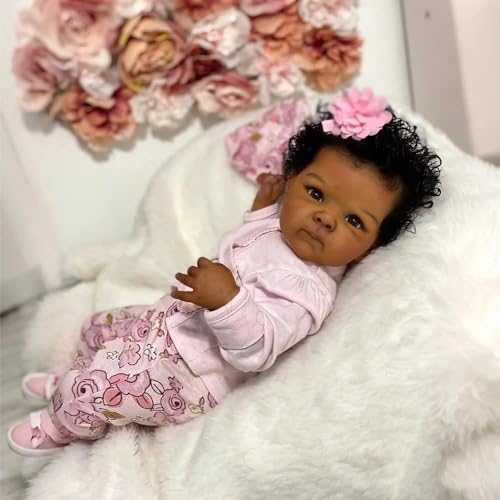 Muñeca Reborn Bebé Negra Vinilo 46 cm Realista miniatura 6