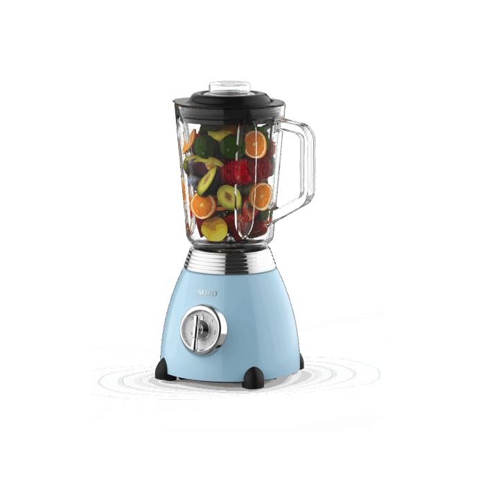 SOGO Frullatore a bicchiere in vetro 1,5 litri, 500W, 2 velocità con funzione pulse, lame in acciaio inox