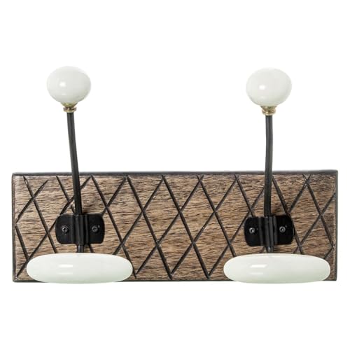DRW Perchero de Pared de Madera con 2 Ganchos