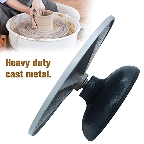 Colouredpeas 12 Inch Pottery Wheel Heavy Cast Iron Metal Pottery Decorating Banding Wheel Sculpting Wheel Construction Joint with Ball Bearings Non-Skid Rubber Boot (12 Inch)