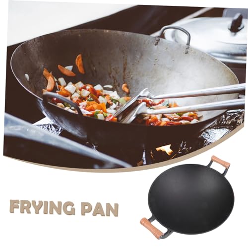 Wok de hierro fundido con mango de madera y base redonda miniatura 5