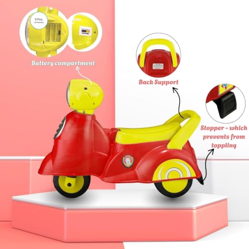 Image of JoyRide Star Balance Bike Toy Ride on with Musical Horn & Light | Backrest and Under Seat Storage for Toys Boys and Girls of Age 1-3 Years, Weight Capacity Up to 20kgs (Pink) (REDD)