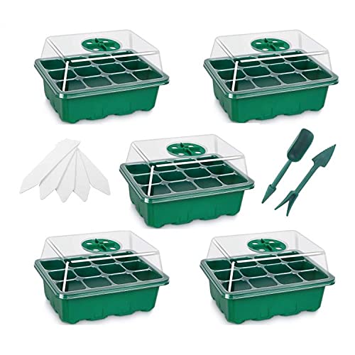 Ruili Mini enrejado para el alféizar de la ventana de interior, caja de propagación de invernadero, invernadero, mini enrejado, bandeja de propagación de macetas de cultivo de plantas, juego de 5 Cover