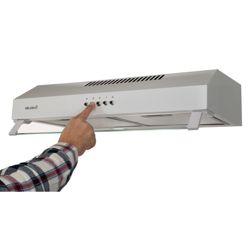 Hotte Casquette 60 cm Blanche – Double moteur 203 Watts - 435 m³/h