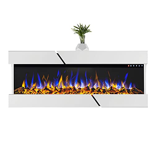 GLOW FIRE Cobalt 36 Elektrokamin mit Heizung, Wandkamin,elektrischer Kamin mit LED-Licht, zuschaltbarem Heizlüfter & Fernbedienung, Multi-Color LED-Technik und Heizfunktion 1600 W, Breite 98 cm