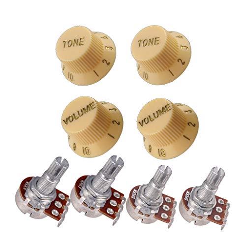 H HILABEE 4pcs Guitare Et Potentiomètre D’amplification, Audio 500K, Boutons De Tonalité Moletés Et Volume De Guitare - Les Beatles, Paul McCartney, John Lennon, RIngo Starr, George Harrison H HILABEE 4pcs Guitare Et Potentiomètre D'amplification, Audio 500K, Boutons De Tonalité Moletés Et Volume De Guitare