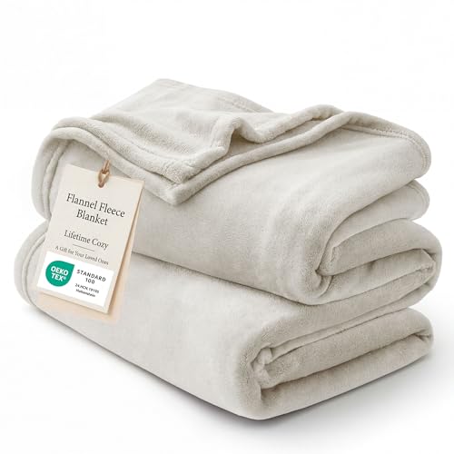 Bedsure GentleSoft Fleece Throw Blanket Linen...