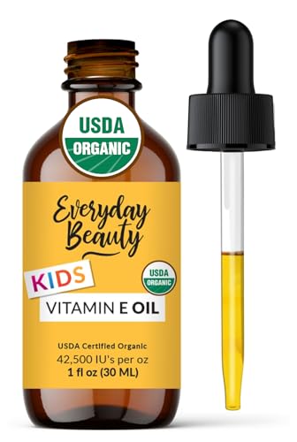 Image of Organic Vitamin E Oil - Nourishing Baby Massage Oil for Moisturizing Dry Skin - Fragrance Free & All Natural Plant Based, Lightweight Unscented Gentle Blend - 1 fl oz Glass Bottle With Glass Dropper