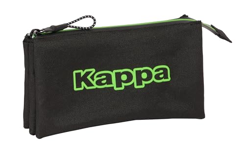 Kappa - Astuccio Triplo astuccio per bambini ideale per in età scolastica comodo e versatile qualità e resistenza 22 x 3 x 12 cm Està°ndar Casual nero