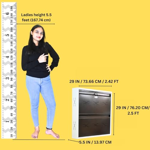 Image of I Metal Shoe Rack I Slim and Wall Mounted I 2 Shelves (Brown Colour) I Coad LC 2L-02 BR I Height 30 Inches, Width 29 Inches, Depth 5.5 Inches I 3 Years Warranty.
