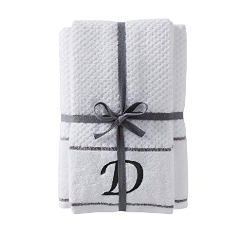 Skl Home By Saturday Knight Ltd. Monogram "D" Bath And Hand Towel Set, White, 4-Pack #TOP22