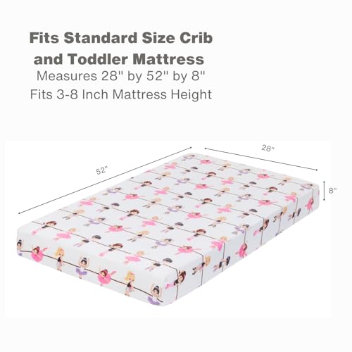 Image of Baby Girl Fitted Crib Sheet Born to Dance Ballerina, 100% Soft Breathable Microfiber Baby Sheet, Fits Standard Size Crib Mattress 28in x 52in, Nursery Sheet