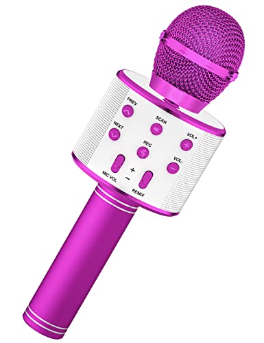 Amazmic Karaoke Microphone for Kids,Wireless Bluetooth Microphone for Singing, Handheld Microphone Portable Karaoke Machine Gift for Girls and Boys Adults Birthday Party, Home KTV(Purple)