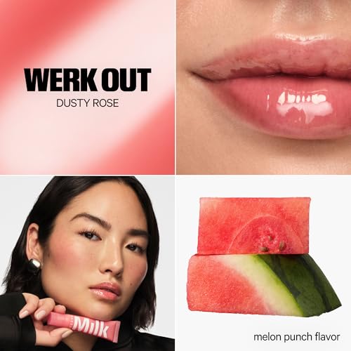 Image of Milk Makeup Cooling Water Jelly Tint + Balmade Hydrating Lip Balm Set - Sheer Red Lip + Cheek Stain and Sheer Gloss with High-Shine Finish - Full Size Chill (Red) 0.17 oz + Werk Out (Dusty Rose) 0.4oz