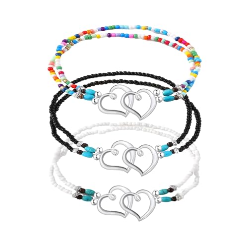 3PCS Ankle Bracelets For Women, Waterproof Beaded Bohemian Anklet,Beach Jewelry