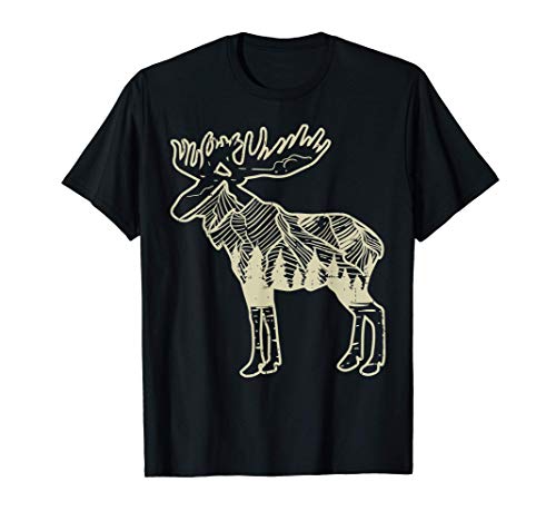 Moose Mountain Vintage Deer Elk Wildlife Hunting Hunter Gift T-Shirt