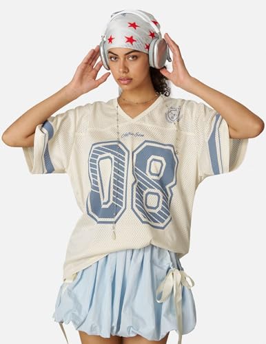 Aelfric Eden Jersey Shirts for Women Y2k Oversized V Neck Graphic Tees Football Number Streetwear T Shirt Tops4