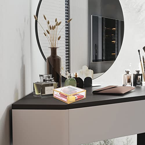 Vtyhyj Vintage Glass Jewelry Box Lidded Square Organizer Decorative Case For Keepsake Rings Earrings Brooches Watches (Clear) #TOP5