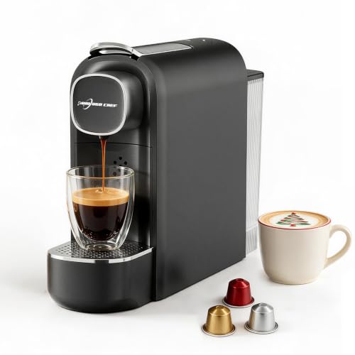 PURHUGO CHEF Mini Espresso Capsule Machine-One Cup Coffee Machine Single Serve Coffee Maker,Perfect for Small Space,20.29oz Removable Tank,Black