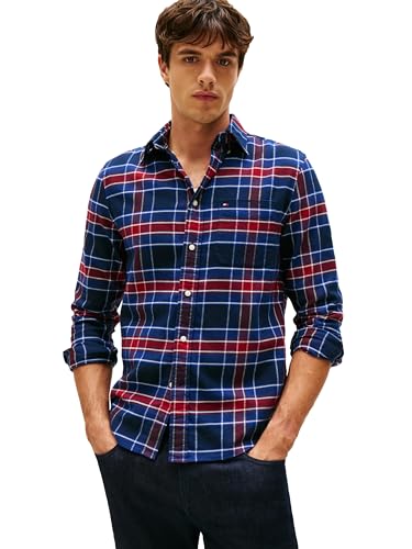 Image of Tommy Hilfiger Men's Long Sleeve Oxford Shirts in Regular Fit, Men's Button Down Shirts, Also Available in Big and Tall