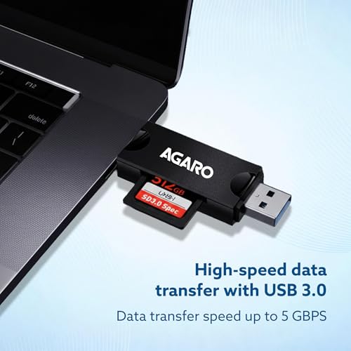 Image of AGARO Snapcase USB 3.0 Card Reader with Storage Case for Nano SIM, SD, Micro SD & TF Card, SIM Ejector pin, High-Speed Data Transfer up to 5Gbps, Compact & Durable Design for Laptop, PC & OTG Devices
