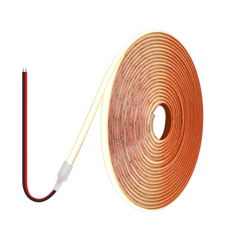 HEGEHE 12V COB LED Strip Light, 320 LEDs/m, IP68 Waterproof, Flexible LED Strip Light for Rooflight Living Room Kitchen Decoration (Warm White (3000-3500K), 4M)