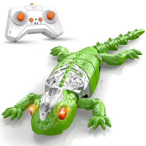 DOLGZIS Upgrade Wall Crawler Gecko with Gift Card, Rechargeable Remote Control Robot Kids Toys, Gecko Wall Climbing Toy for Kids, Boys, Girls, Birthday & Easter Gifts