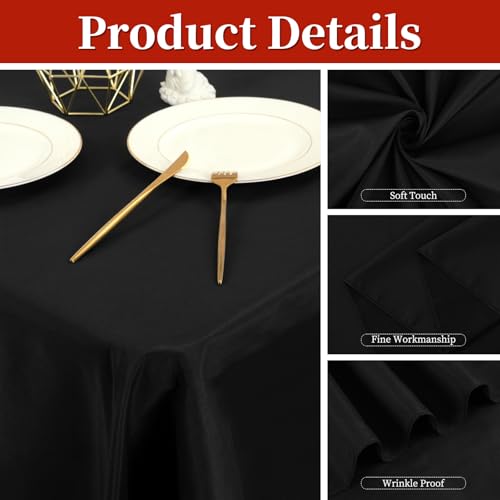 FXKS 8 Pack Black Tablecloth for Rectangle Table 70 x 120 Inch by FXKS - Used condition - Image 4