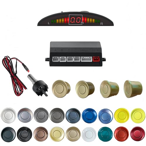Parking Sensor Kit Backup Sensor Kit Reverse Sensor for Car 18 Color Options for Probes Adjustable Alarm Volume Professional Sensore de Reversa para Carro Safe Driving Assistant Champagne Gold