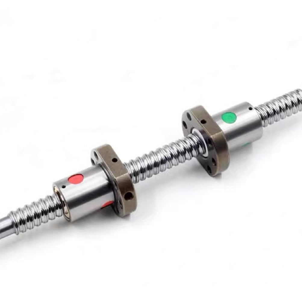 TEN-HIGH Double Nuts Ball Screw CNC Parts 1202 NUT, 1pcs Ball Screw + 2pcs Nuts + No End Machining, Diameter 12mm Lead 2mm Length 500mm