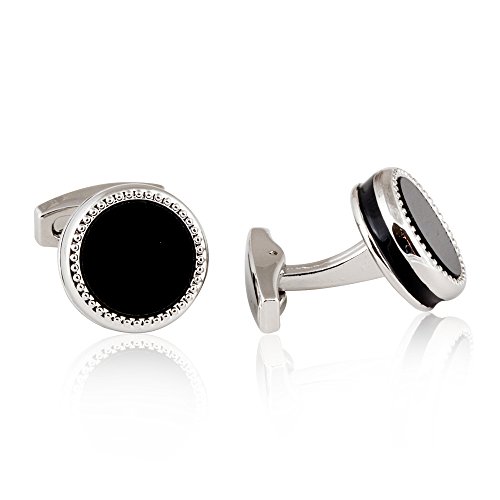 Cuff-Daddy Tuxedo Cufflinks Studs Formal Set Black Enamel Silver with Presentation Box Gift Party Special Occasions Wedding Anniversary3