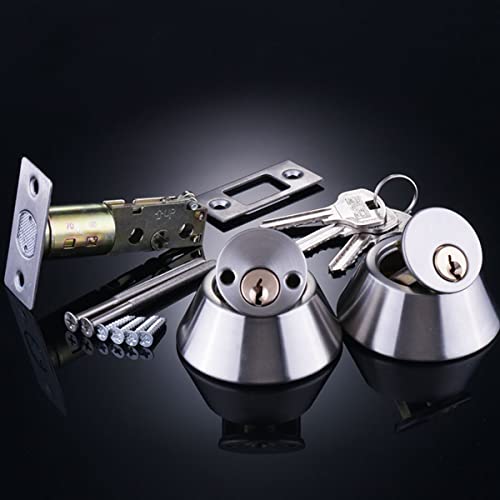Qrity Cylinder Security Lock with Keys on Both Side, Double Cylinder Deadlock, Brass + Stainless Steel, with 3 Keys - Image 3