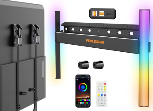 Image of Perlegear No Stud TV Wall Mount with LED Light for 24-65 inch TVs | Studless TV Mount with RGB Light, No Drill, drywall, Easy Install, Low Profile, Max VESA 400x400mm, Holds 100 lbs