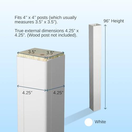 Image of Weatherables 4x4 Vinyl Post Wrap - Weatherproof Premium Outdoor Vinyl Porch Post Wrap for Quickly Refreshing Existing Deck, Patio, and Porch Posts (4 inchx4 inchx96 inch, White)