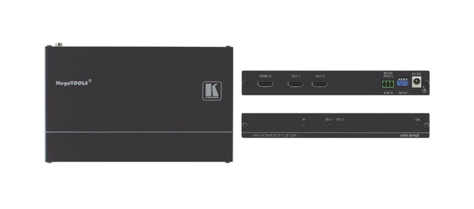 Kramer 10-804080190 VM-2H2 is A 1:2 Distribution Amplifier for UP to 4K HDR, HDMI Signals That COMPL