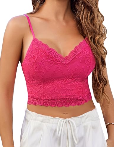 Image of Avidlove Lace Bralette for Women Spaghetti Strap Tank Top V Neck Slim Basic Camisoles