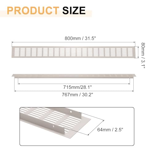 Grille d'aération pour armoire à chaussures et dressing gris 80 cm