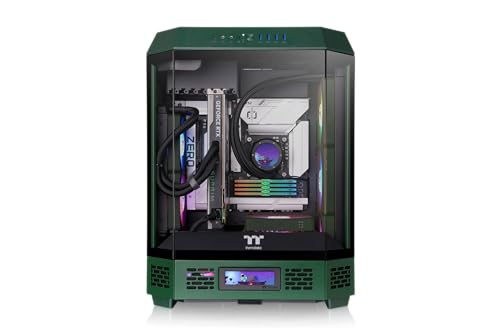Thermaltake The Tower 600 | E‑ATX Mid‑Tower Gehäuse | 3‑Seiten‑Tempered‑Glass | Vertikales Design | Unterstützt ATX/ATX Mainboards | Kompatibel mit 420‑mm‑Radiatoren & High‑End‑GPUs | Racing Green
