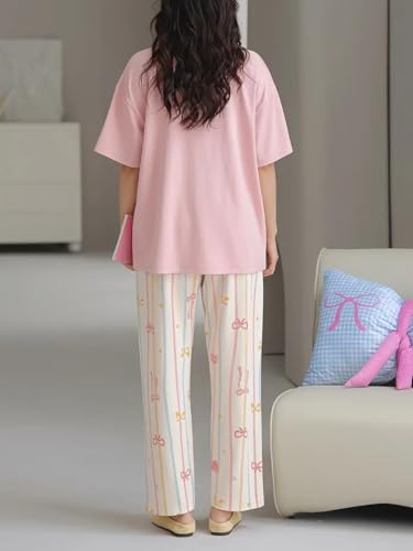 Image of Louis Luxe Womens Korean Night Dress|| Full Pyjama Set || Korean Nightsuit || Women Nightwear ||Round Neck Full Sleeve Nightsuit || Loungewear || Everyday Nightdress (ND-15)