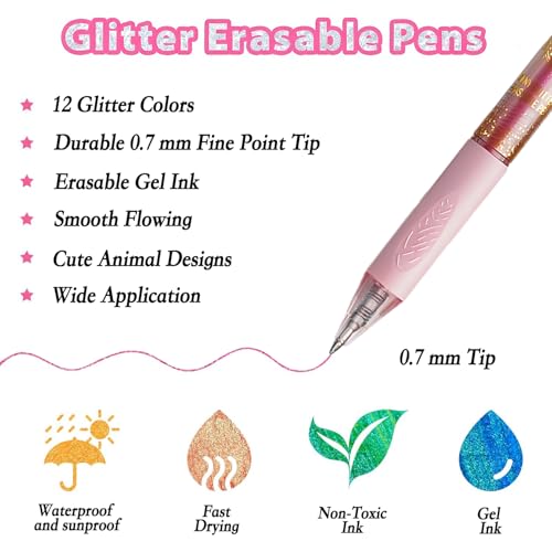 12 bolígrafos de gel borrables multicolor punta fina 0.7mm miniatura 5