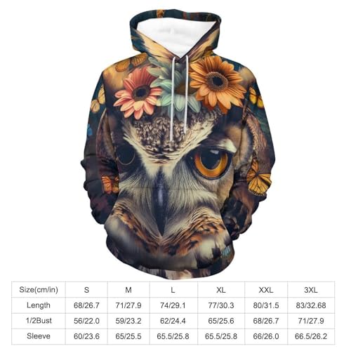 Sweatshirt pullover homme femme imprimé chouette et papillon taille S