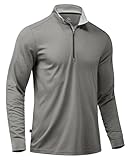 Obla Golf Quarter Zip Pullover for Men Mock Neck Sweatshirt Lightweight Sun Protection Men's Long Sleeve Golf Shirt (Grey Melange_XL)