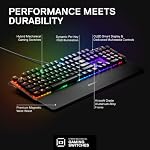 Clavier de jeu SteelSeries Apex 5 hybride – illumination RGB par touche – cadre en alliage d'aluminium de qualité aéronautique – affichage OLED intelligent (interrupteur hybride bleu)