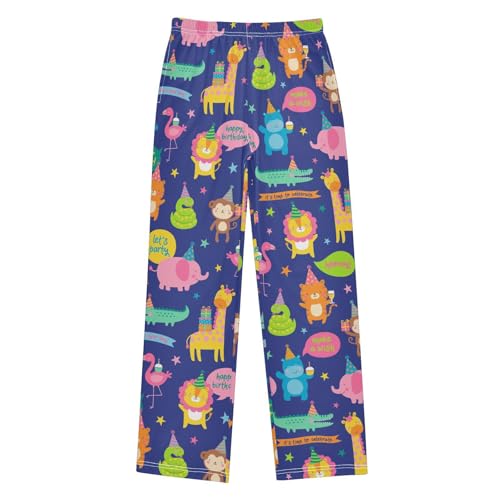 ZZXXB Birthday Lion Monkey Boys Long Pants Soft Trousers Elastic Waist Kids Lounge Bottoms with Pockets S-XL