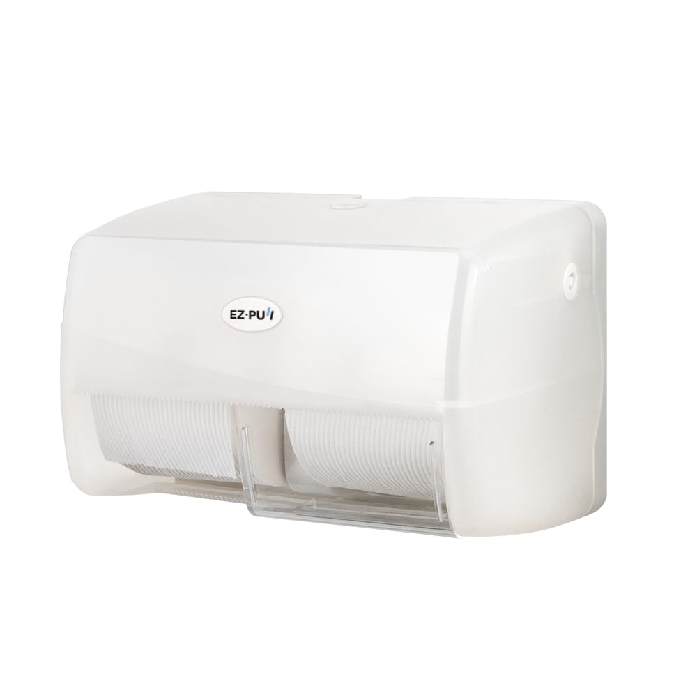 EZ-Pull 4250-EZ - Dispensador de papel higiénico doble para montaje en pared, lado a lado, para baño, oficina, comercial/industrial, color blanco perla, 4250-EZ