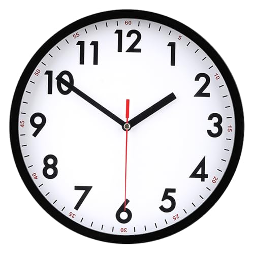 Rulart Wall Clock Modern 9 Inch Battery Operated Wall Clocks - Silent Non Ticking Classic Small Analog Clock for Office, Home, Bathroom, Kitchen, Bedroom, School, Living Room(Black)