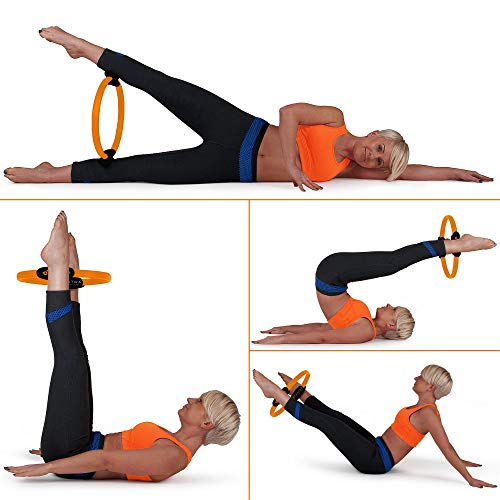 Magic Circle Pilates Ring Circle & Thigh Master Thigh Exerciser Fitness Ring - Yoga Ring & Pilates Equipment For Home Workouts - Inner Thigh Exercise Equipment & Toner For Slimmer Thighs, Bag & Poster #TOP5