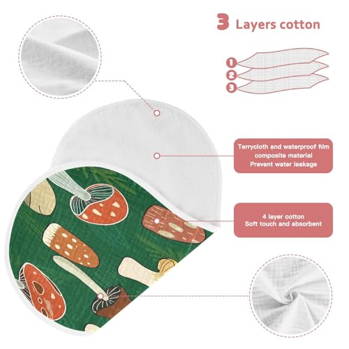 Kigai Mushrooms Burp Cloths for Baby 4-Layer Cotton Muslin Burping Cloths 22x11 inch Super Soft & Absorbent Spit Up Burp Rags for Newborn Boys Girls 1 Pack3