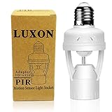Motion Sensor Light Lamp Socket Adapter Infrared Sensor Adapter Dimmable Lamp Bulb Adapter Suitable For E26/E27 Base for Garage/Porch/Stairs by LUXON