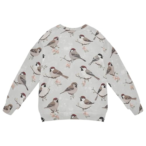 JUNZAN Cute House Sparrow Birds Little Girls Pullover Hoodie Fleece Sweatshirt With Hoodie Camping 4T2